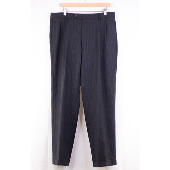 Jos A Bank Gray striped 2-piece suit men size 42L Pleated pants sz - Picture 9 of 16